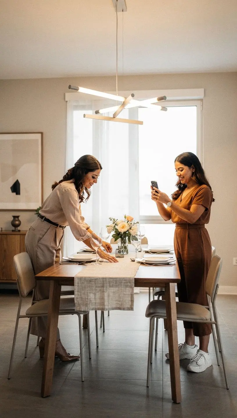 Коридор, оформленный в современном стиле с художественными элементами и освещением